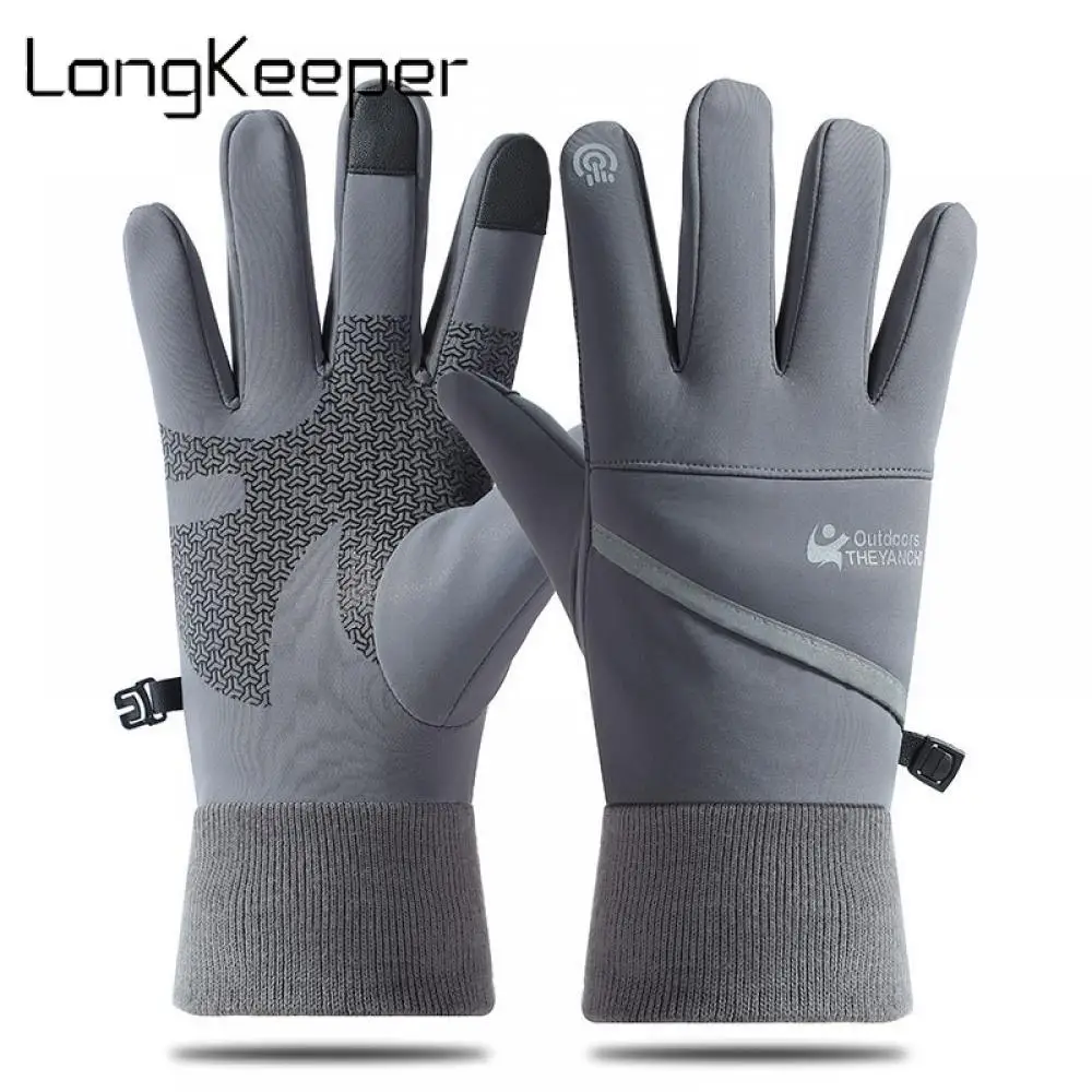 

Перчатки LongKeeper на все Пальцы для сенсорного экрана, мужские зимние теплые митенки для велоспорта, езды на открытом воздухе, походов, мотоцик...