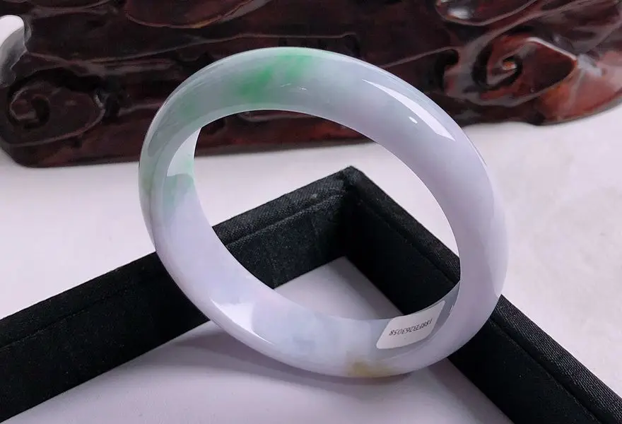 

zheru jewelry natural Burmese jade light green 54-64mm light purple two-color bracelet elegant princess bracelet best gift