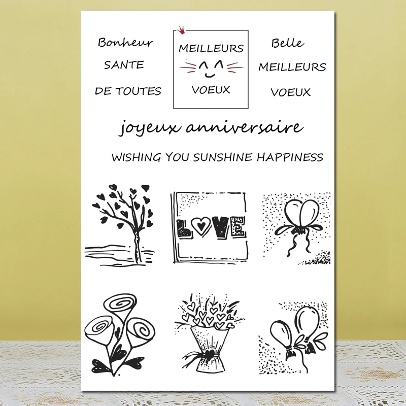 

ZhuoAng Balloons And Flowers Stamp/Seal for DIY Scrapbooking/Photo Album Decorative Card Making Clear Stamps / Seamless Stamp