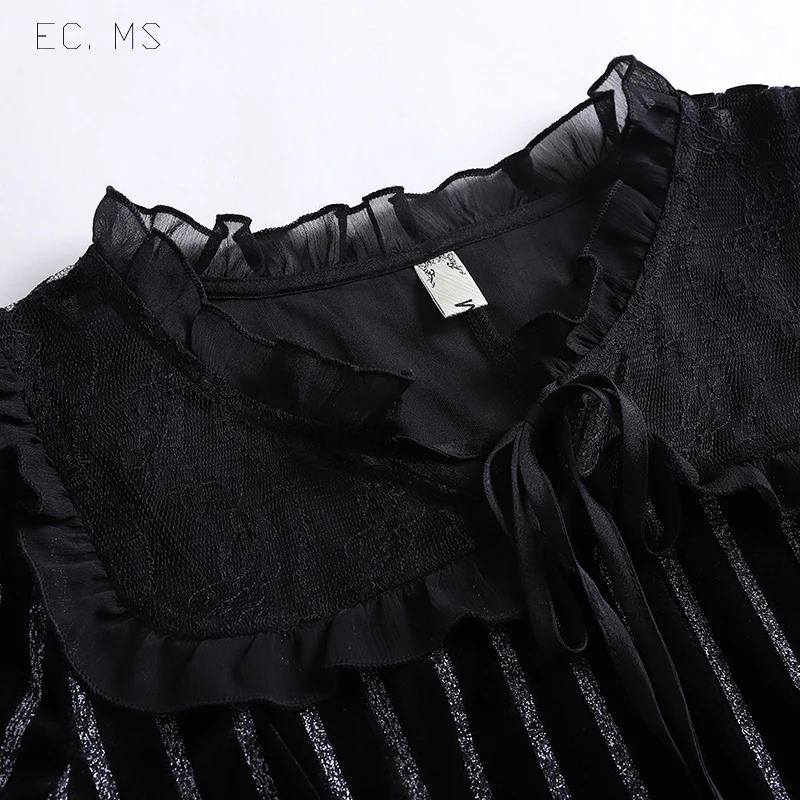 EC. MS женское платье папка кружевной воротник с расклешенными рукавами неровный