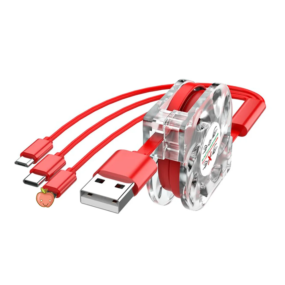 

3 in 1 Data Line For Android iphone Type-c Mobile Phone Multi-function Usb One Dragging Three Data Charge Cable