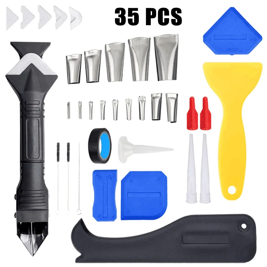 

35Pcs/set Silicone Sealant Remover Tool Caulking Finisher Sealant Smooth Scraper Removal Stainless Steel Plastic Hand Tools 2021