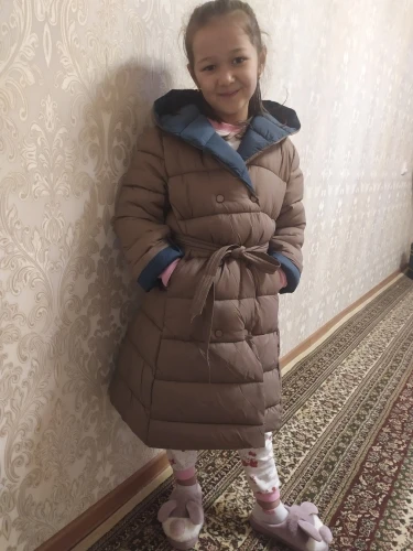 Зимний хлопковый Детский пуховик с капюшоном; изящный однотонный теплый пуховик для девочек; Одежда для девочек с хлопковой подкладкой; детская верхняя одежда