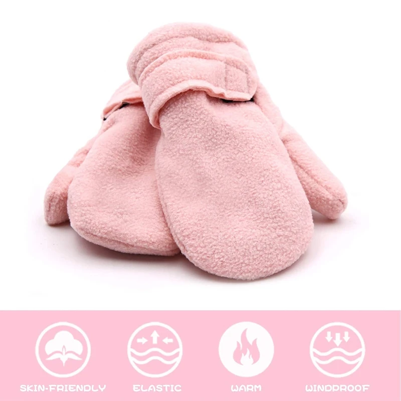 

Toddler Infant Winter Mittens Lined with Fleece Easy-on Boy Girls Warm Thick Gloves Outdoor M6CD