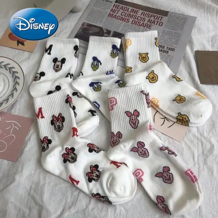 

Disney Mickey Socks Female Spring Cute Cotton Socks In Tube Sports Stockings