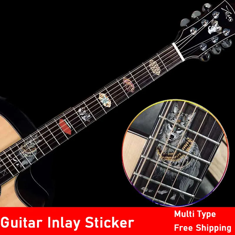 gitarre griffbrett griffbrett inlay dünne aufkleber pvc decals dekoration für elektrische akustische bass guitarra zubehör free global