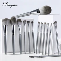 xinyan 14pcs silver makeup brushes set powder grey blush concealer foundation eyeshadow eyeliner eye cosmetics face beauty tools