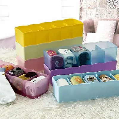 

5Grids Multi-function Storage Box Clothing Organizer Underwear Socks Bra Ties Desktop Drawer Cosmetic Storage Box Case Container