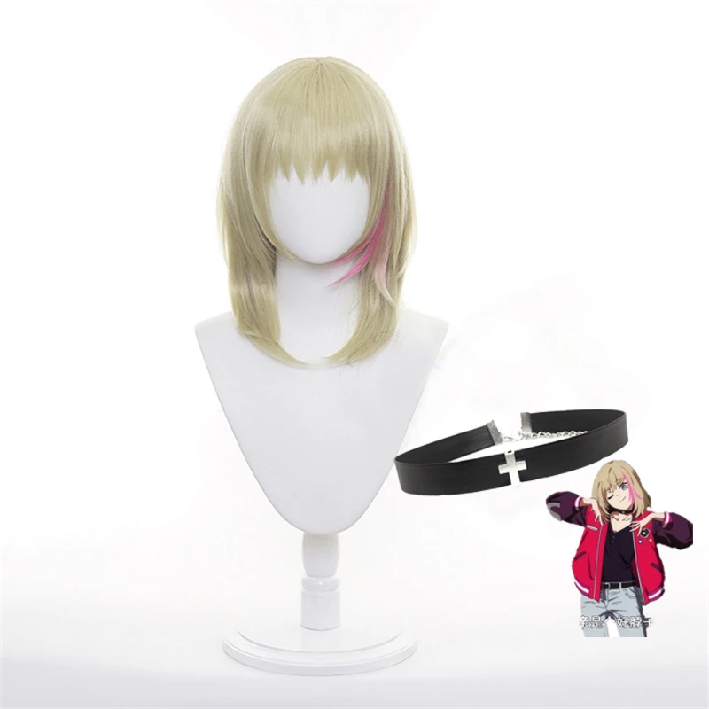 

Парик для косплея Kawai Rika, ожерелье с волшебным яйцом, волосы для девушек, реквизит для костюма на Хэллоуин, аксессуар, Короткие розовые волос...