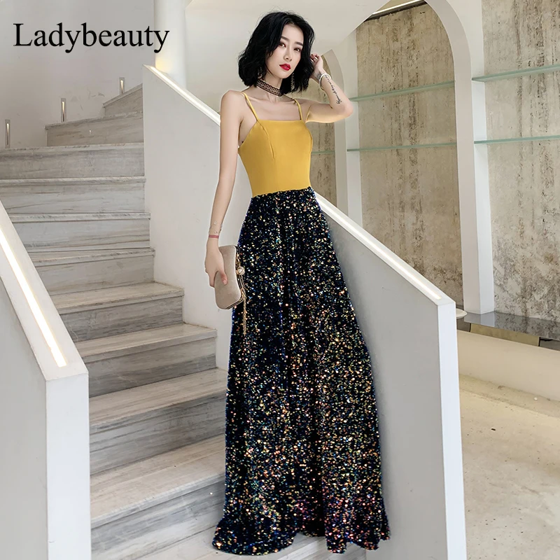 2019 Новое поступление банкетное вечернее платье цвет блестки элегантные