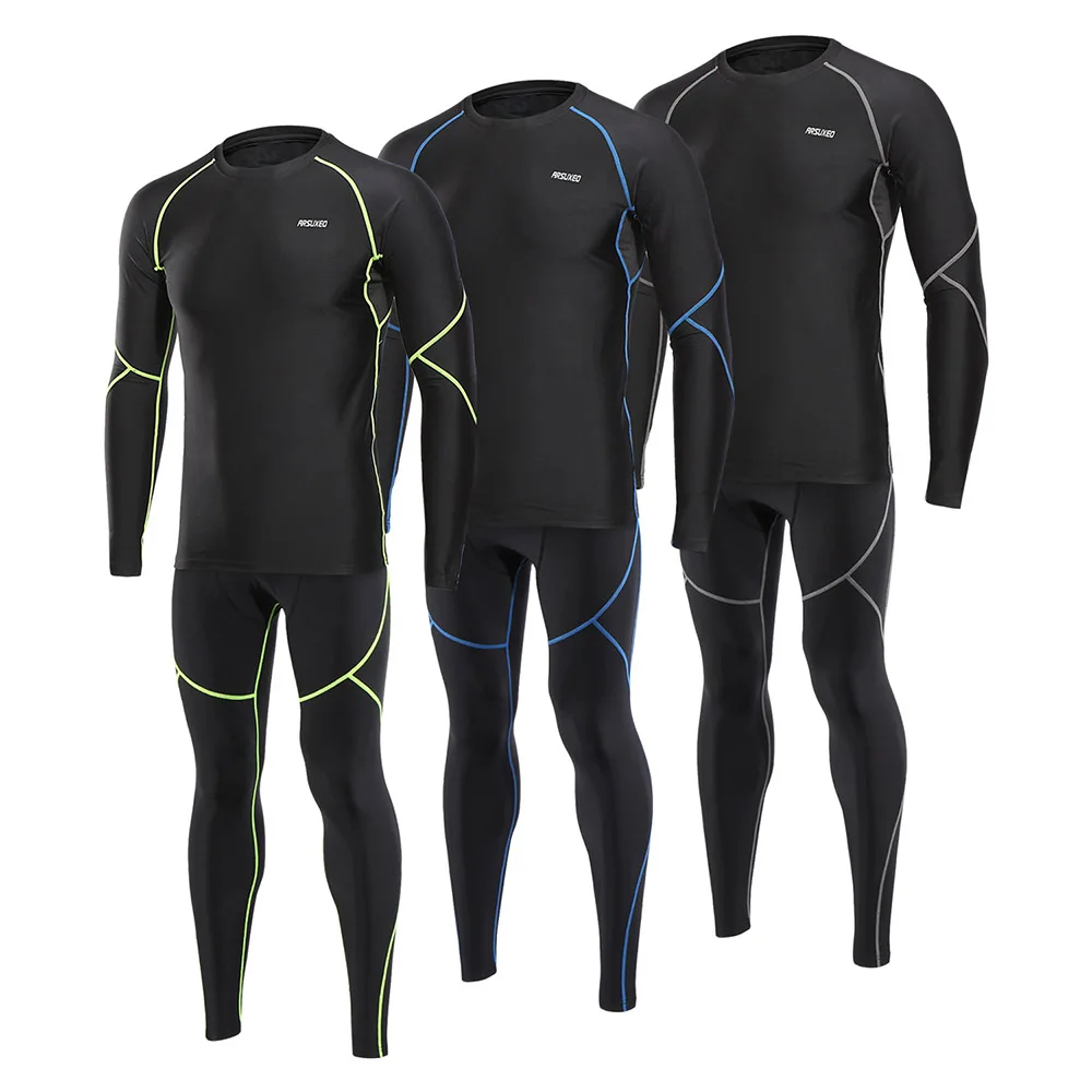 ARSUXEO Мужской комплект для бега теплые спортивные костюмы фитнес флис