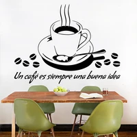 un cafe es sirmpre una buena idea spanish wall sticker living room restaurant decal wallpaper decoration coffee stickers ru182