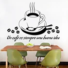 Un cafe es sirmpre una buena idea, испанская настенная наклейка, наклейка для гостиной, ресторана, декоративные обои наклейки на тему кофе RU182
