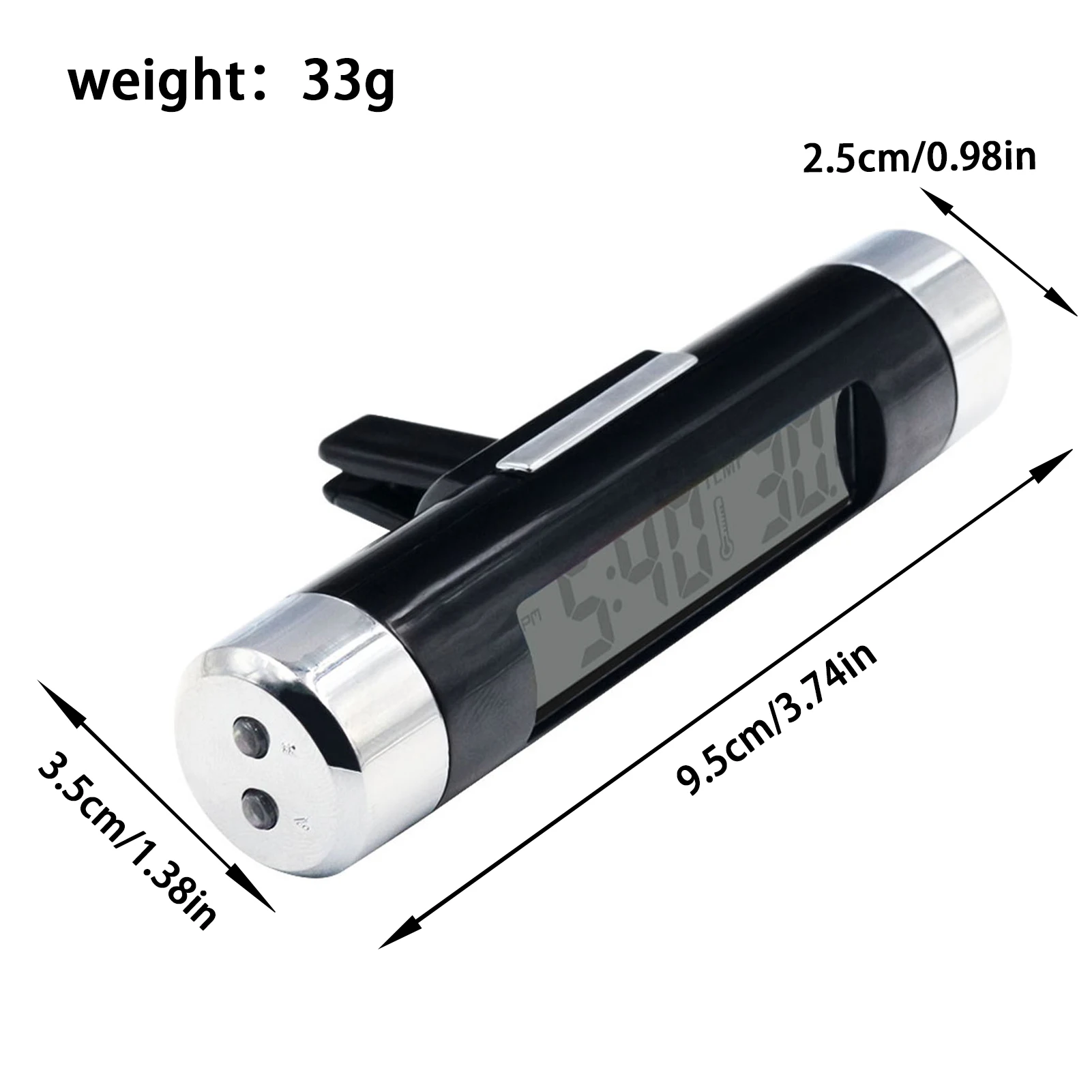 

New Car Air Outlet Thermometer LCD Display Car Digital Clock Thermometer Luminous Real-time Display Time Monitor Car Electronic