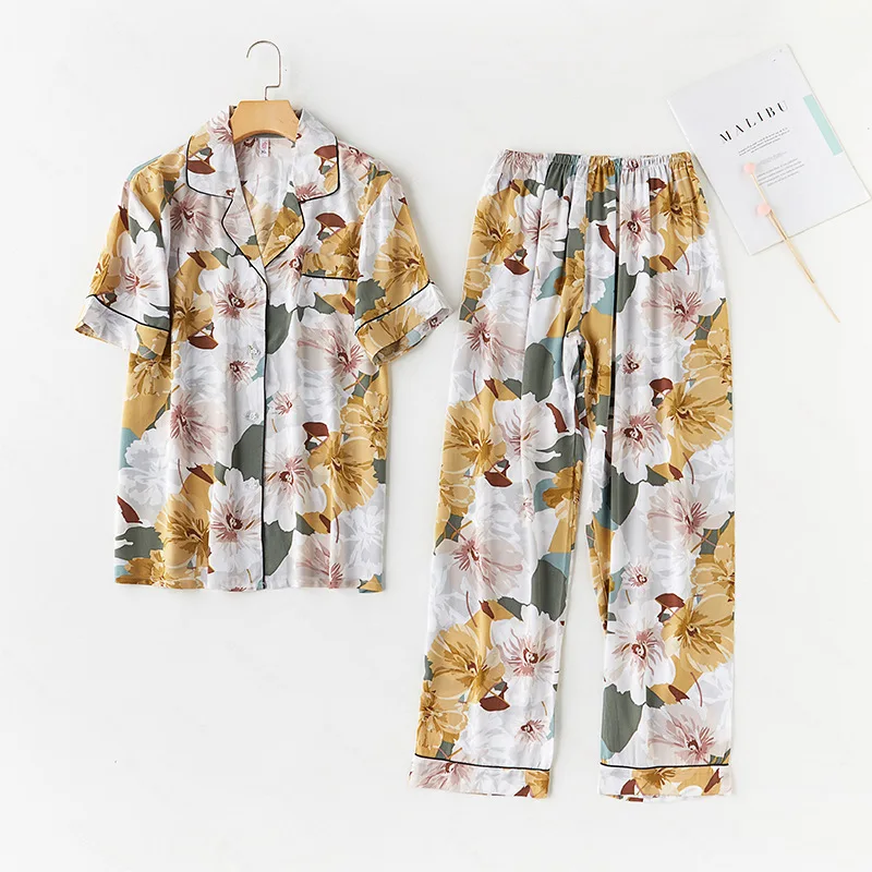 2019 осенне зимний пижамный комплект с брюками для сна Пижама женщин пижама