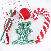 pet chew toy christmas stick set braided cotton rope knot ball puppy cleaning teeth molar toy cat dog biting candy cane toys