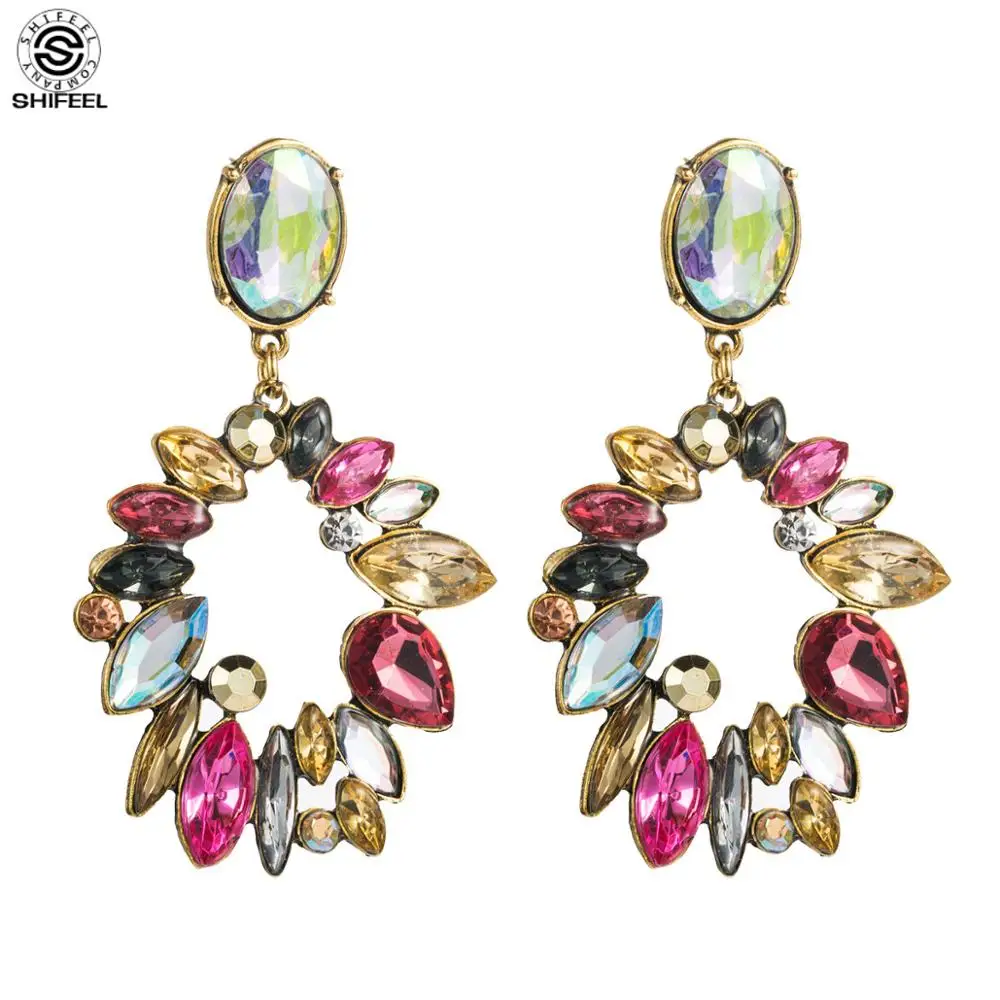 SHIFEEL новая мода высокое качество Ретро стиль разноцветные стразы большой круг
