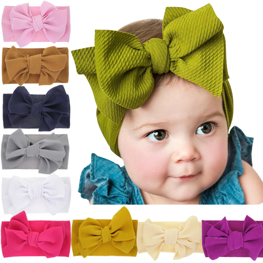 

Popular Children's Elastic Headband Pure Color Headbands Big Bows for Baby Infant and Toddlers Hair Accessories