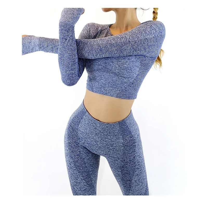 Женские Бесшовные комплекты для занятий йогой из 2 предметов одежда тренажерного