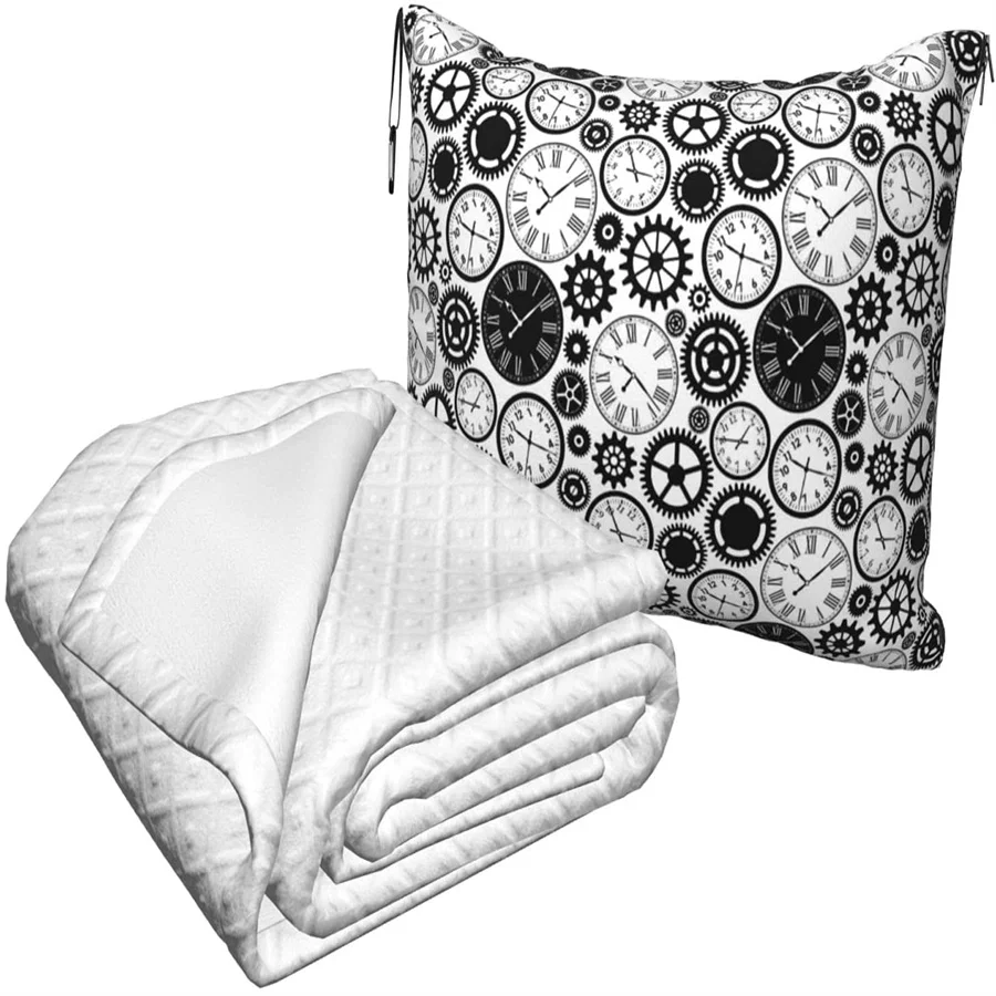 barato Relógios Vintage Viagem Travesseiro Cobertor Dois-em-um Mochila Cinta E Compacto Avião Saco Cintura Suporte 60x43 Polegadas