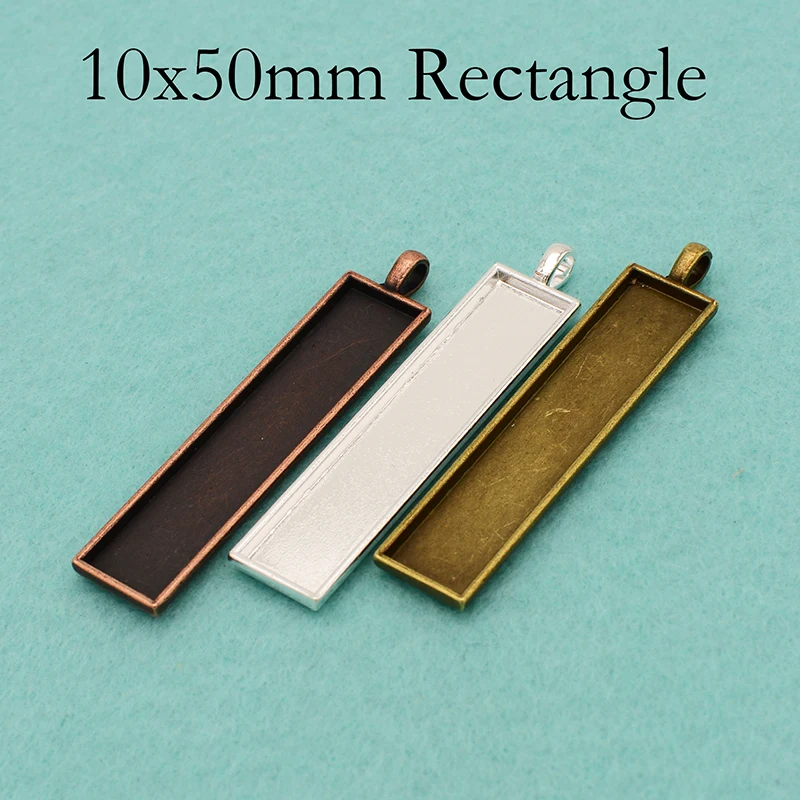 20 шт. 10x50 мм Прямоугольный подвесной лоток Безель подвесные заготовки для смолы