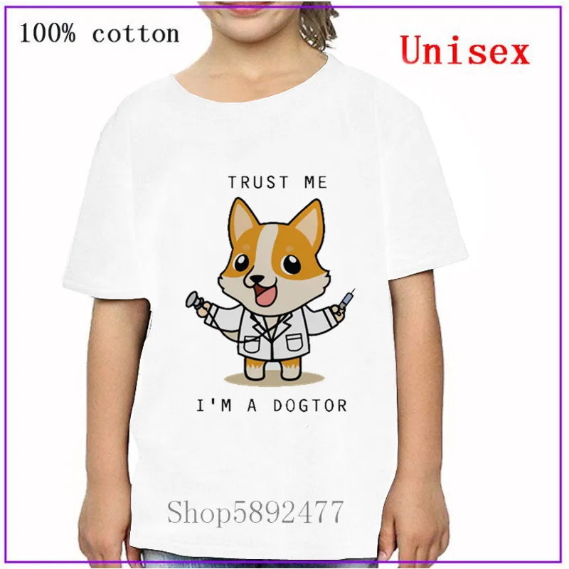 Детская футболка с надписью Trust me i am a dogtor I Love my Welsh Corgi doctor топы для мальчиков