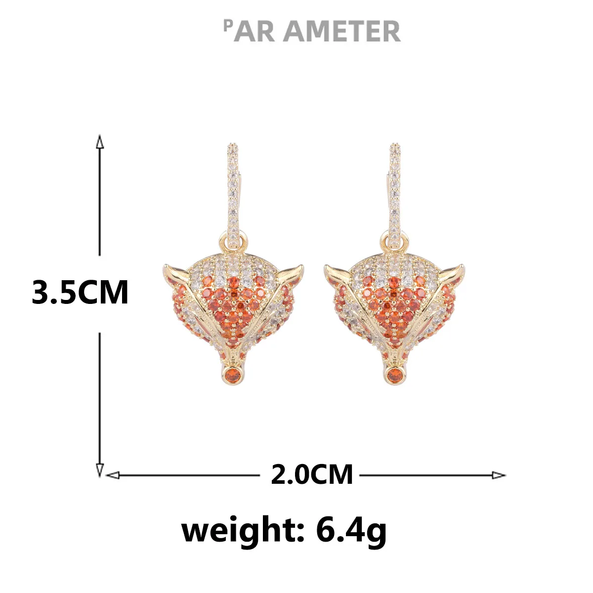 

S925 Silver Needle Fashion Jewelry Little Fox Cute Animal Earrings Color Full Zirconium Korea 2021 New Light Luxury Earrings