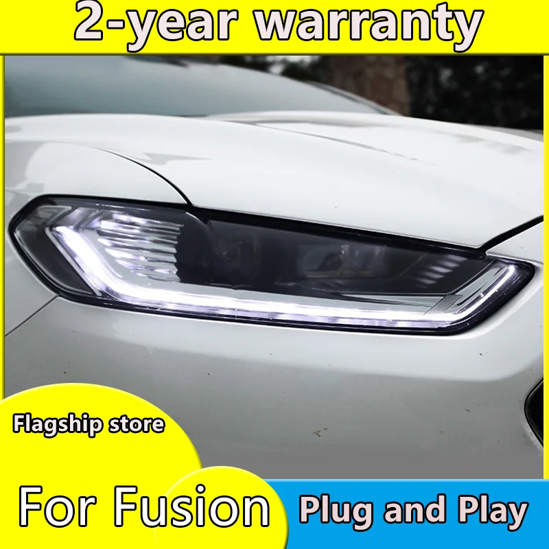 Тюнинг автомобильных фар для Ford Mondeo Fusion 2013 2016 светодиодные фары DRL ходовые огни Bi