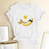 sunbathing banana printed funny t shirts women summer tshirt woman funny cute tops graphic tee for ladies ropa mujer verano