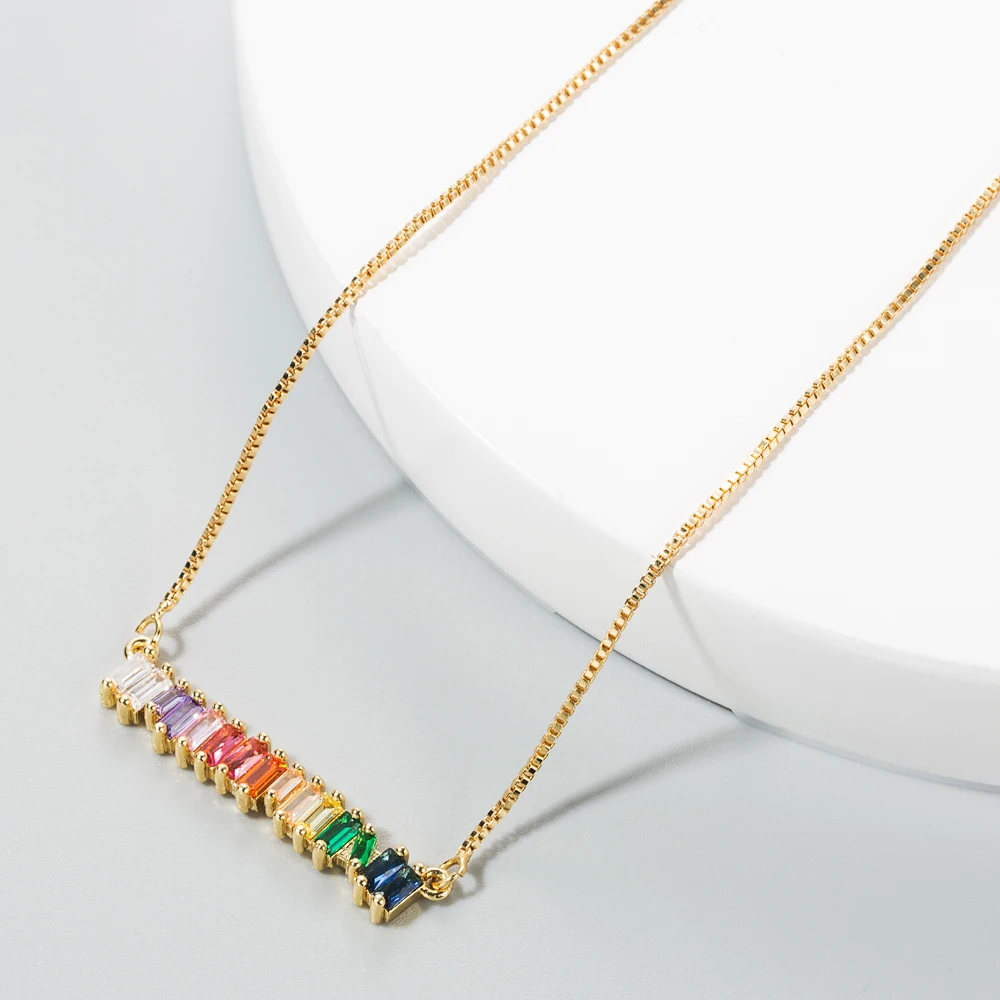 Gorgeous Stuning Multi Color Statement Copper Necklace Luxury Rainbow Collor Micro Cubic Zirconia Girls Collar Choker | Украшения и