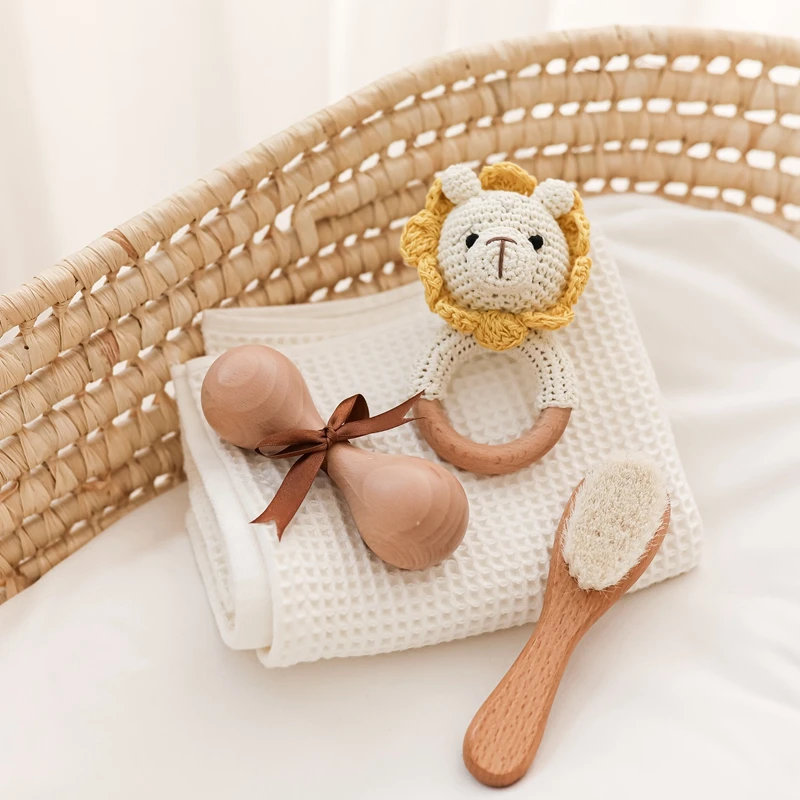 Mordeduras para ni&ntilde;os, 1 Juego de brocha de lana de animales de ganchillo, martillo de arena Musical, regalos para beb&eacute;s, regalo de nacimiento, accesorios de fotograf&iacute;a para reci&eacute;n nacidos-3