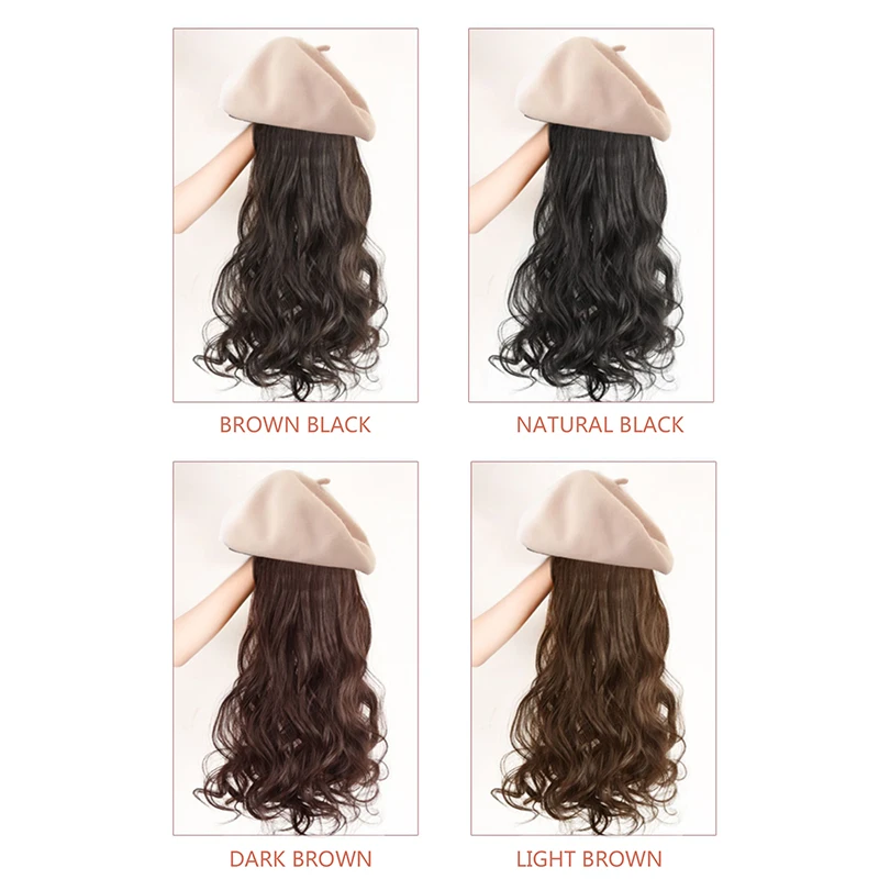 Модные Синтетические длинные прямые парики с беретом новая осенне зимняя шапка