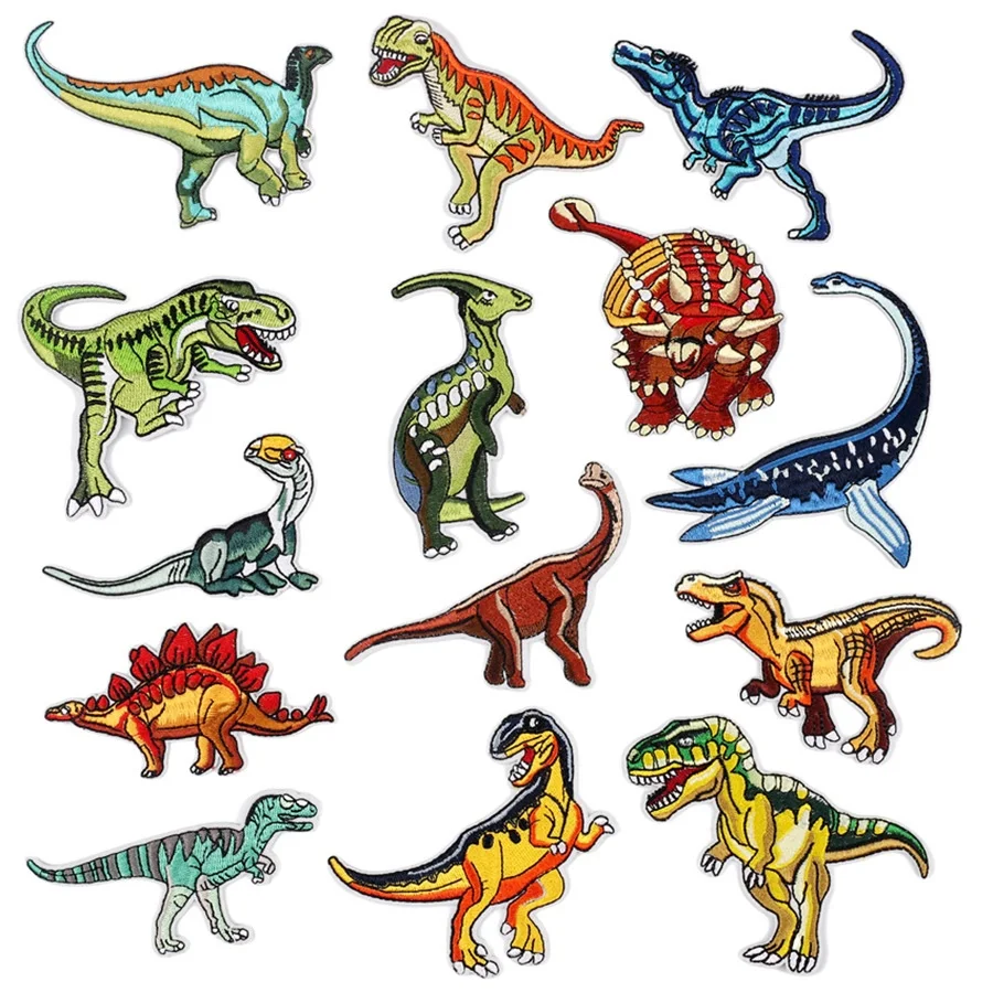 

cartoon dinosaur iron patch embroidered cloth patch for children's clothing badge for ironing Sew clothes pattern decor patch