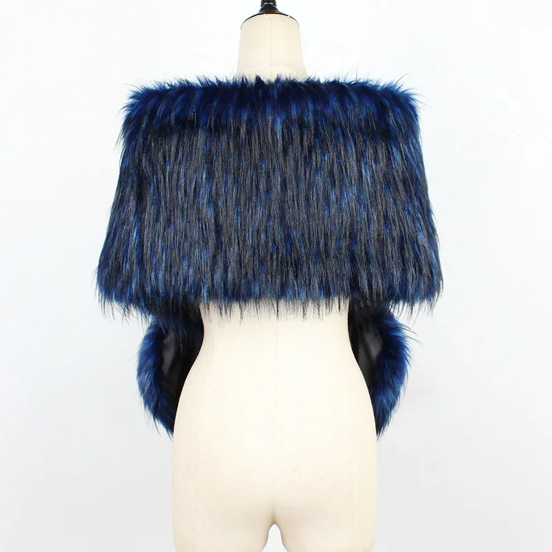 Осень-зима 2020 Модный женский шарф из искусственного меха шаль пушистая спереди