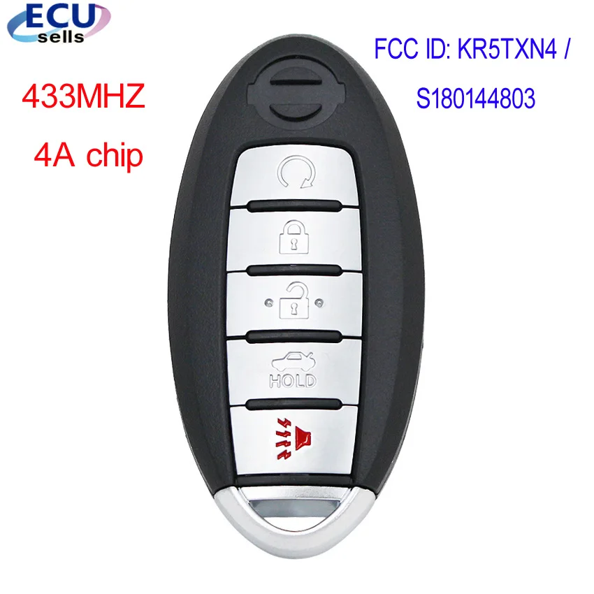 4 + 1B 433 МГц БЕСКЛЮЧЕВОЙ смарт-ключ для Nissan 2019-2020 Altima 4A CHIP / FCC ID: KR5TXN4 S180144803 |