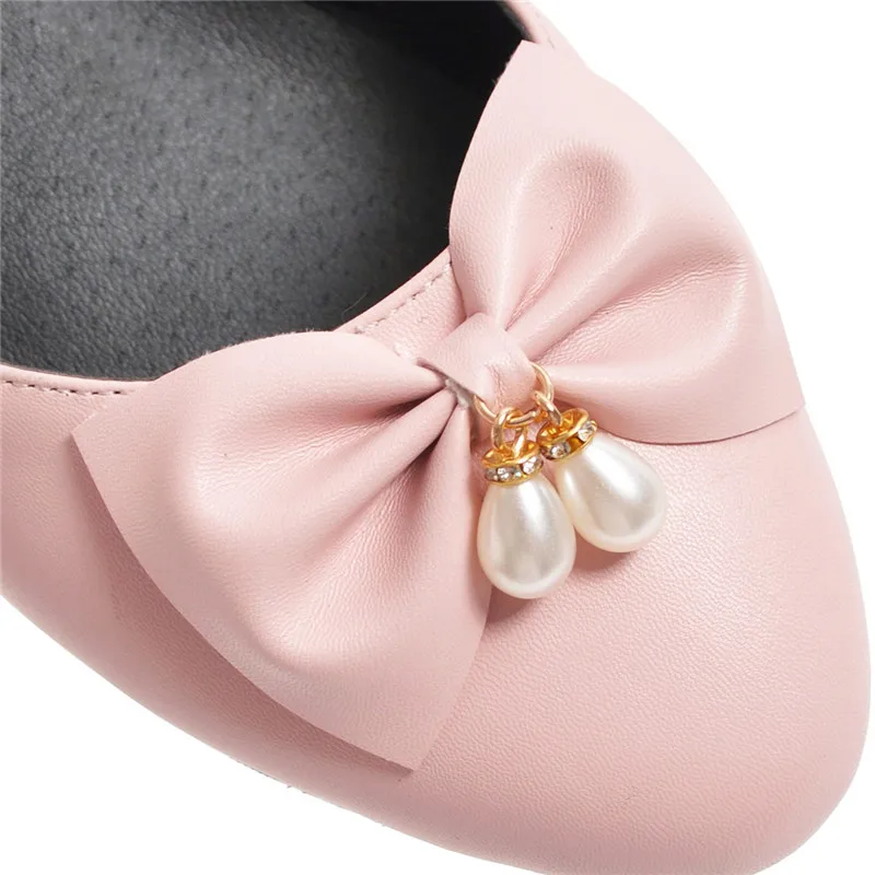 

Lolita Sweet Bowtie String Bead Low Chunky Heels Party Ladies Shoes Summer Pink White Black Ankle Buckle Low Heel Pumps