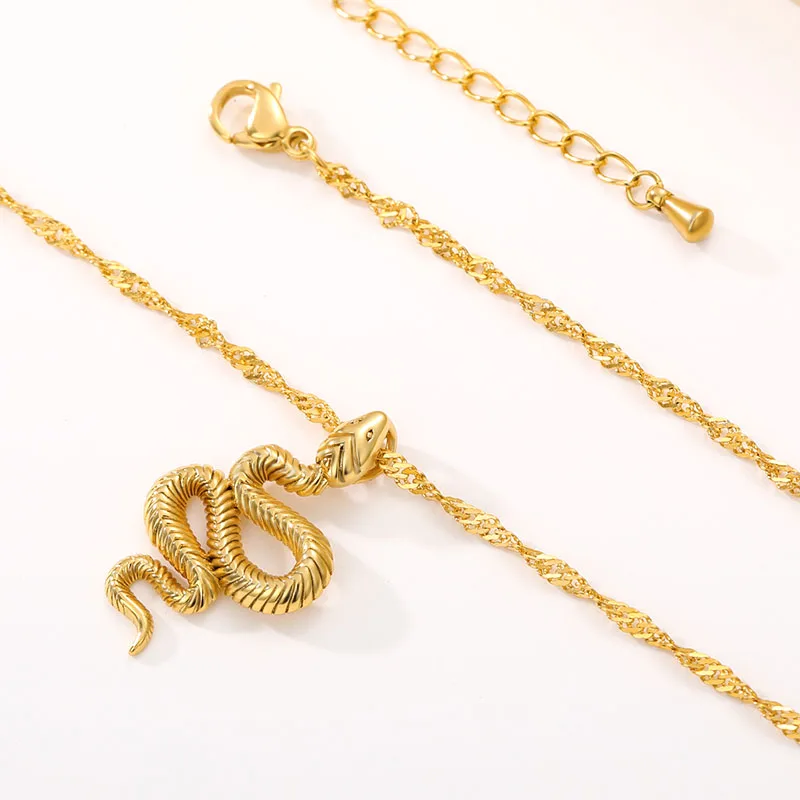 Snake Necklaces for Women New Animal Dangle Pendant Chain Necklace Minimalist Stainless Steel Trendy Female Jewelry Gift | Украшения и