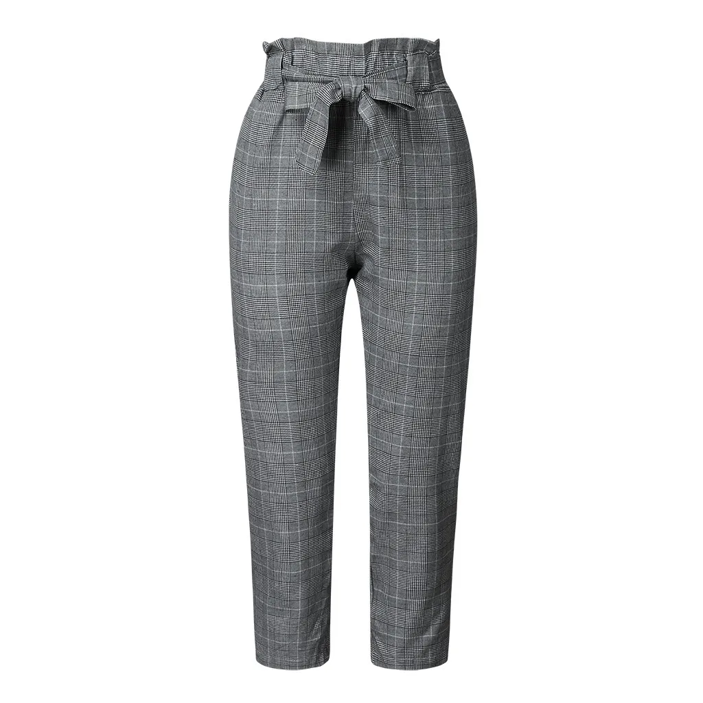 Pantalon femme ete брюки для женщин женские свободные повседневные эластичные хлопковые и льняные брюки с завязками для женщин - Цвет: Серый