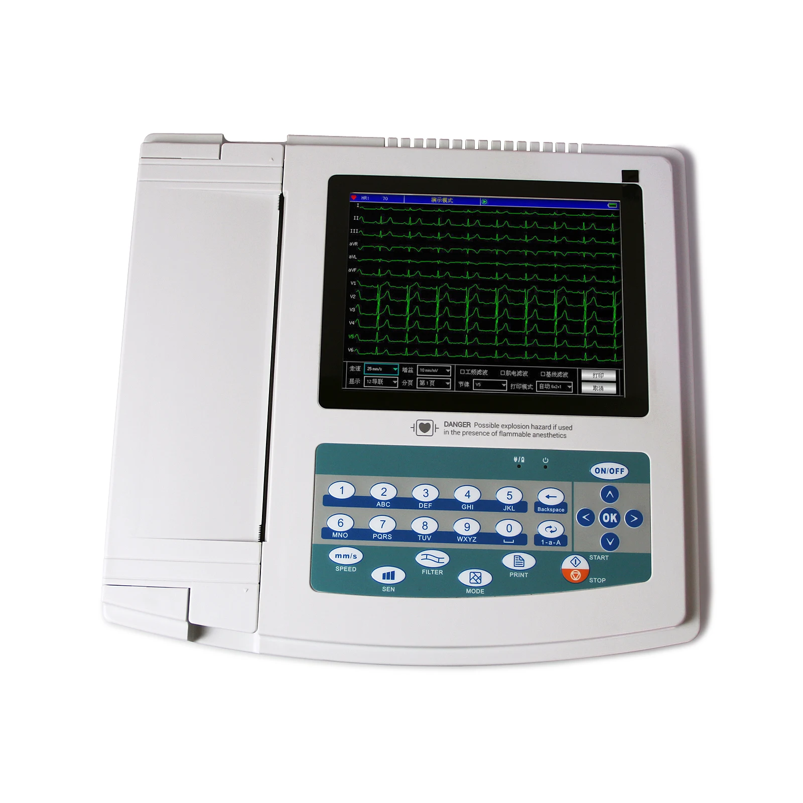 

ECG1200G 8.4" Touch Screen Digital Electrocardiograph 12 Channels 12-Leads ECG Machine EKG Monitor Printer+Software