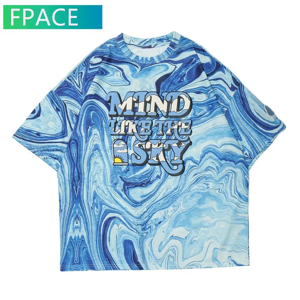 Футболка FPACE в стиле Харадзюку уличная одежда с принтом неба хлопковая футболка