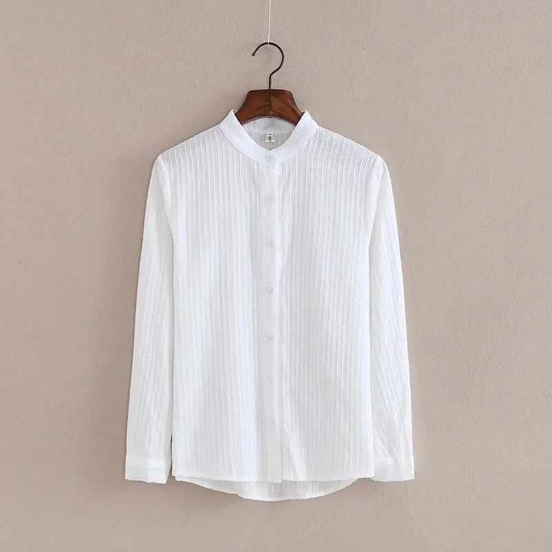 

High-quality Japanese Sweet Leisure Shirt Loose Casual Tops Literary Long-sleeve White Shirt Women's Spring Cotton Blouse Blusas