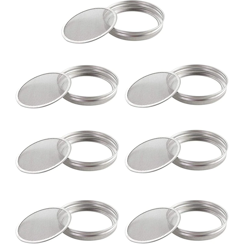 

New 7 Pack Stainless Steel Wide Mouth Sprouting Lids, Superb Ventilated Sprouting Lid for Wide Mouth Mason Jars Canning Jars