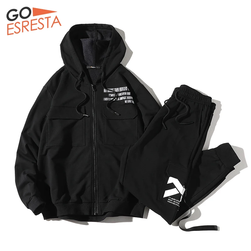 

GOESRESTA 2020 новый мужской костюм с длинными рукавами 2 предмета Повседневный большой размер спортивный дикий хлопковый уличный спортивный кос...