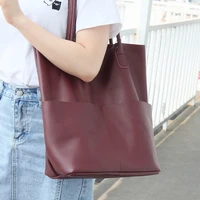 brand designer shoulder bag women handbags 100 soft genuine leather shopping commuter bags luxury simple casual large lady tote