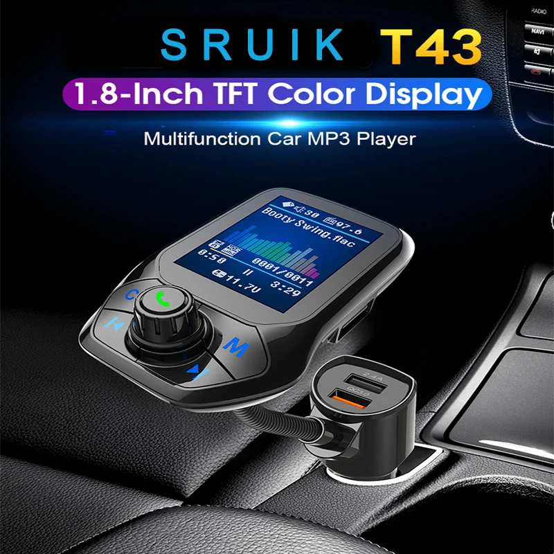 Fm передатчик Bluetooth 5 0 1 8 &quotTFT цветной дисплей автомобильный комплект громкой