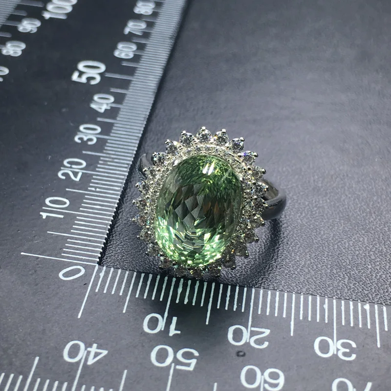 Женское кольцо из серебра 925 пробы CSJ элегантное овальное вогнутое с зеленым