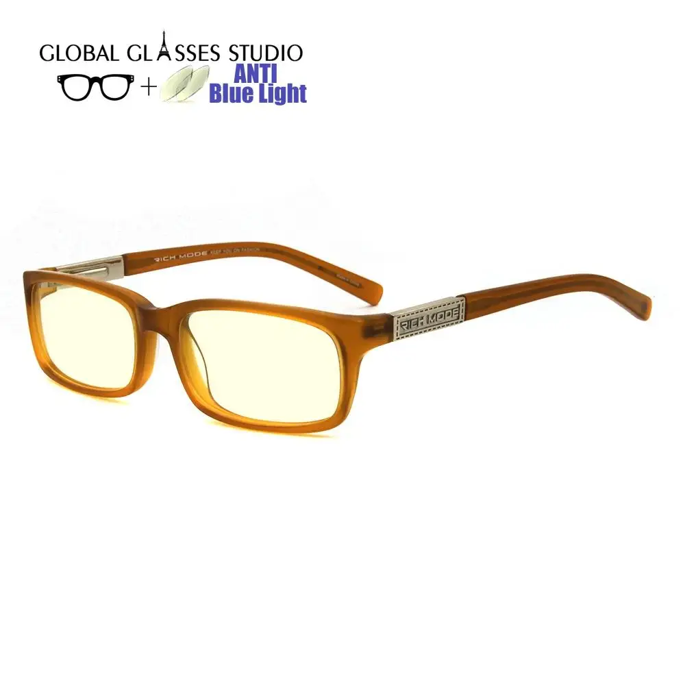

Anti Blue Light Blocking Glasses Acetate optical brown frame Men Lady Computer Eyeglasses RM00479-C10