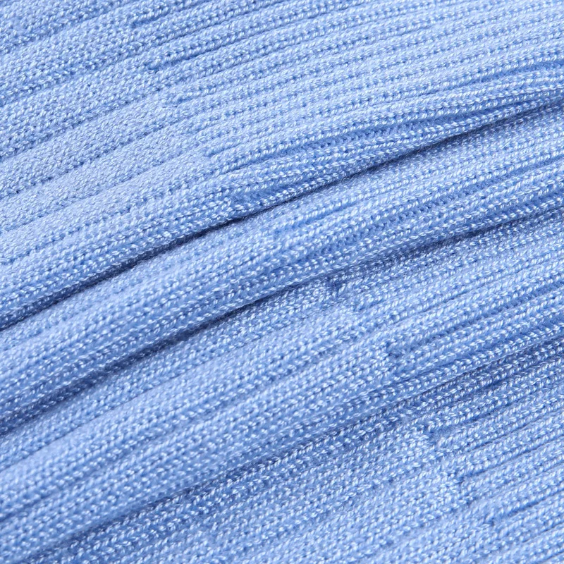 

Knitted Thin Summer Sexy Hot Women 2 Piece Sets Short Sleeve Party Club Button Outfits Slim Crop Top And Skirt Co-ord Set Blue