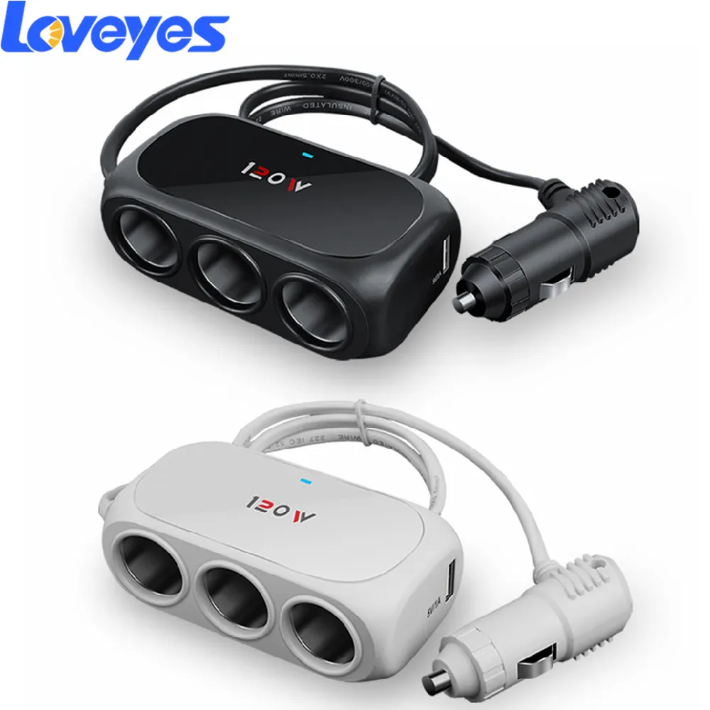 Автомобильный адаптер питания 120 Вт прикуриватель ABS двойной USB порт держатель