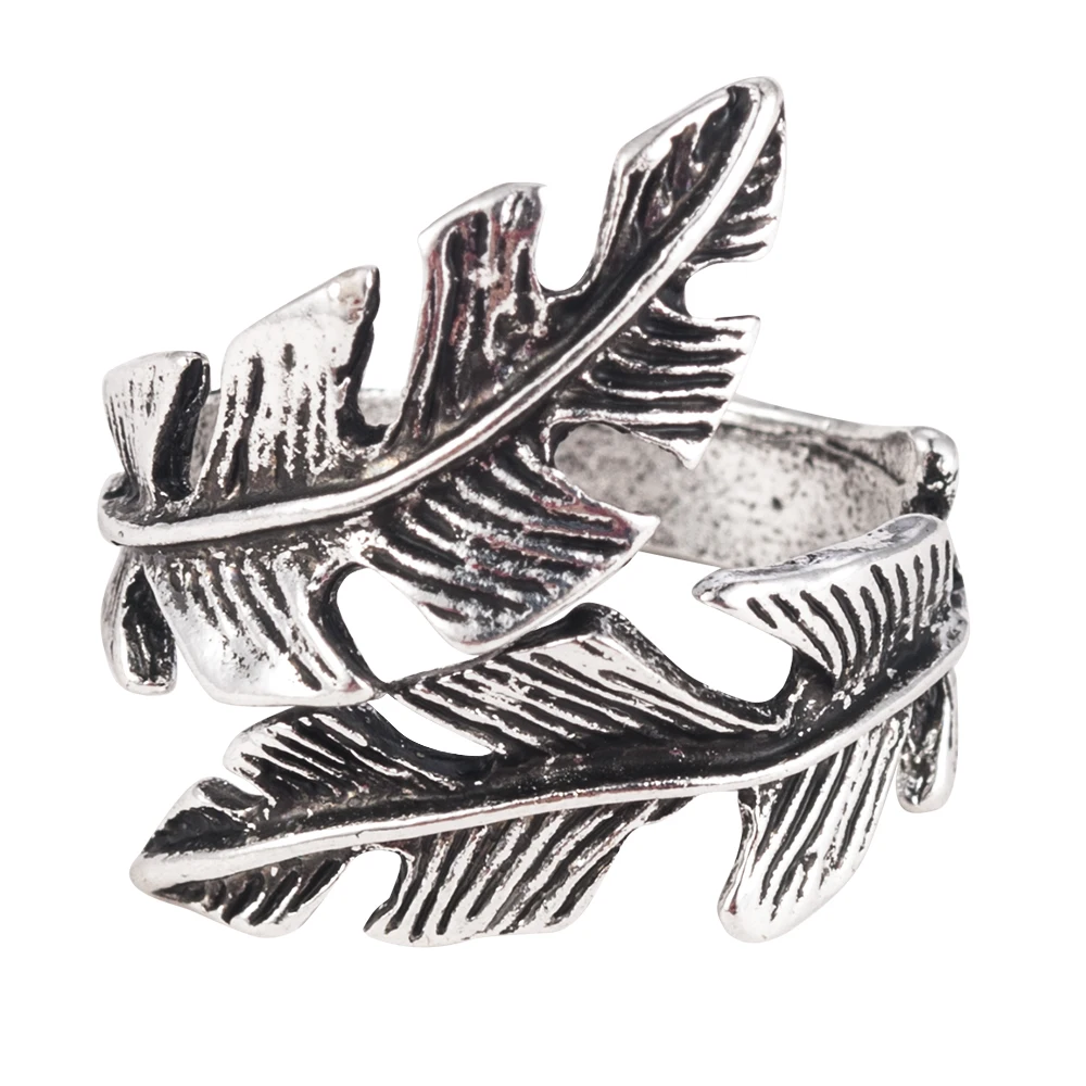 

Feather Shape Ring Vintage High Quality Fashion Women Men Antique Stainless Steel Punk Lover Rings Bohemia Jewelry Gift